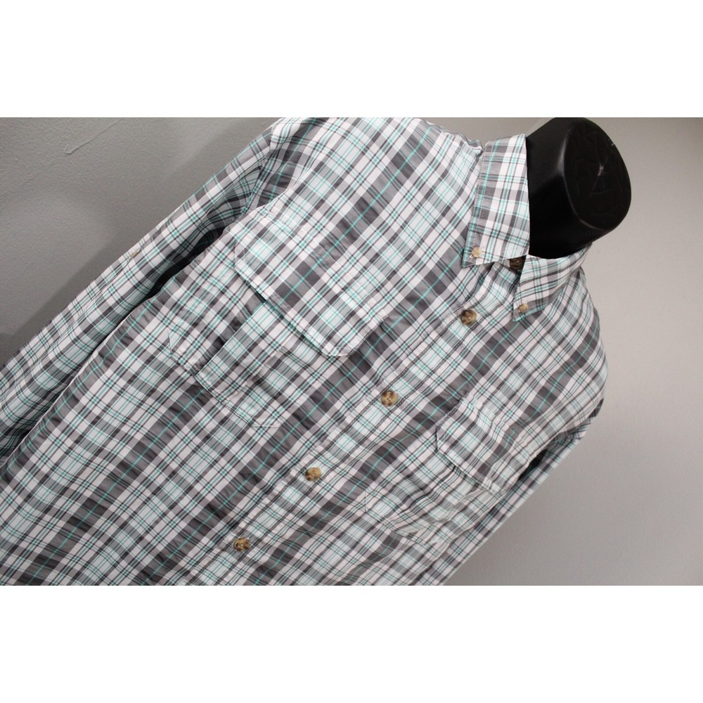 Duluth Trading Co Button Up Shirt Plaid Long Sleeve Wicking Pockets Mens Size XL - Picture 4 of 8
